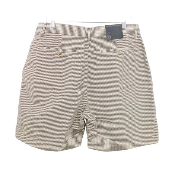 NWT Men's Banana‎ Republic Beige Cotton Striped 7" Shorts Size 33 Preppy Retro - Picture 2 of 5